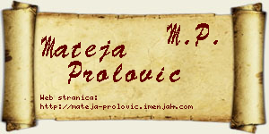 Mateja Prolović vizit kartica